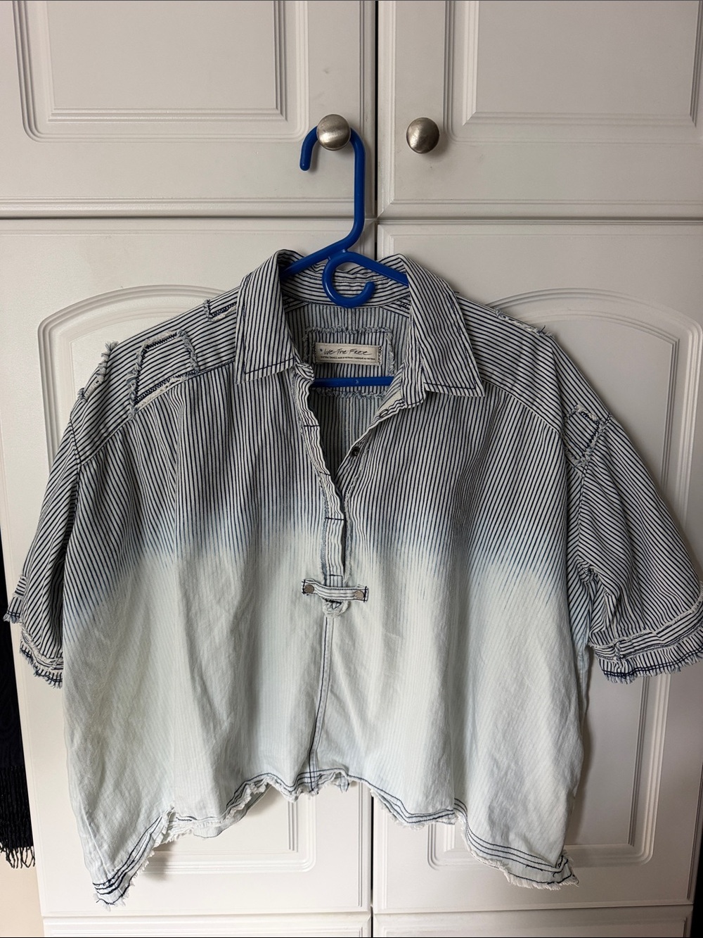 We The Free size XS  Striped Blue Ombre Shirt - Relaxed Collared Top